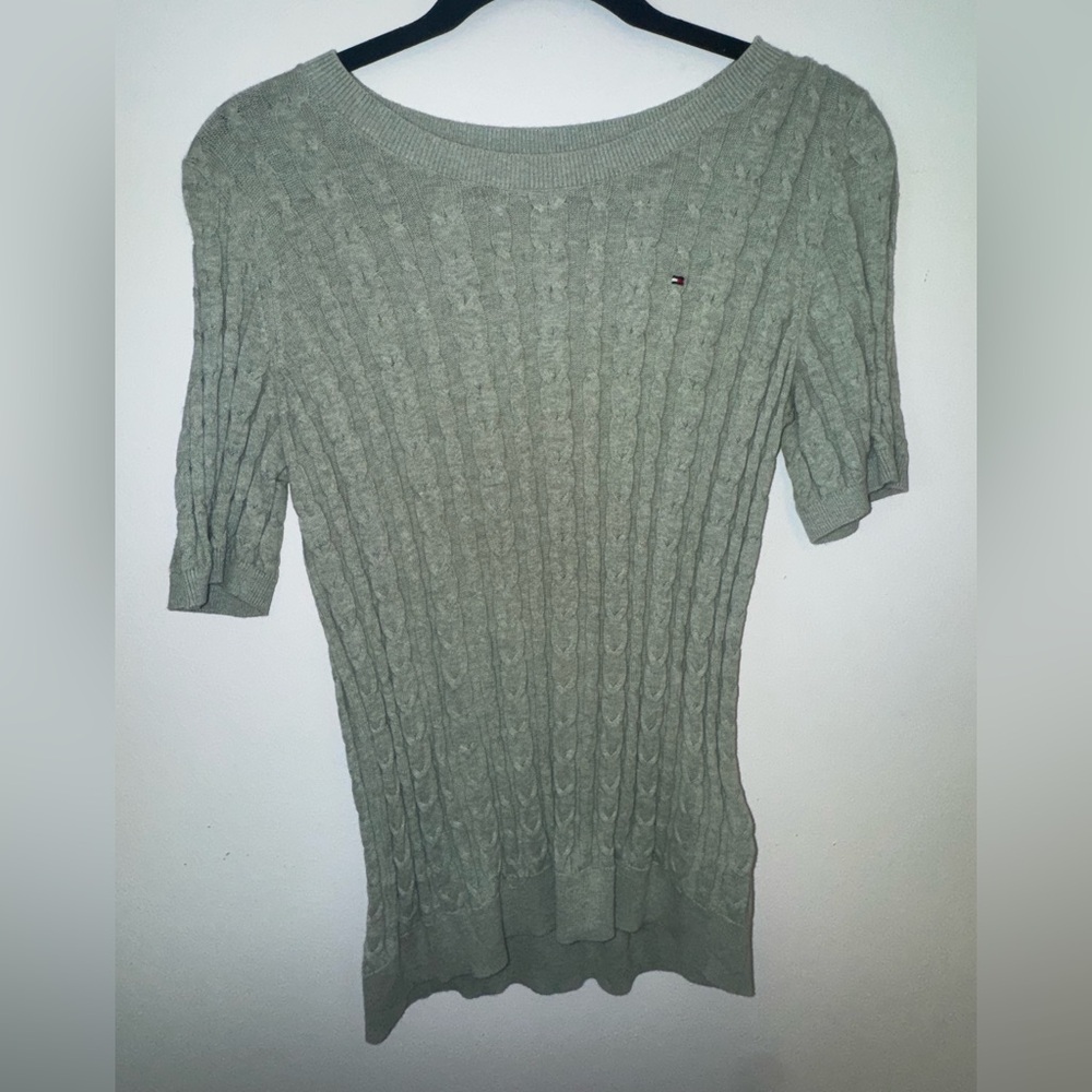 Tommy Hilfiger Light Green Cable Knit Sweater